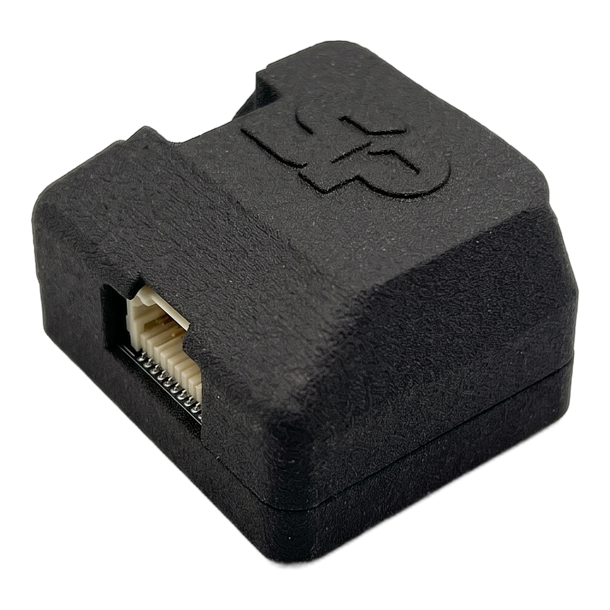 SkyPulse Breakout Board in its enclosure, side view showing the 20 pin Molex Pico-Clasp connector that connects to the Helios Interface port