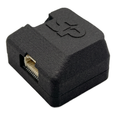 SkyPulse Breakout Board in its enclosure, side view showing the 20 pin Molex Pico-Clasp connector that connects to the Helios Interface port